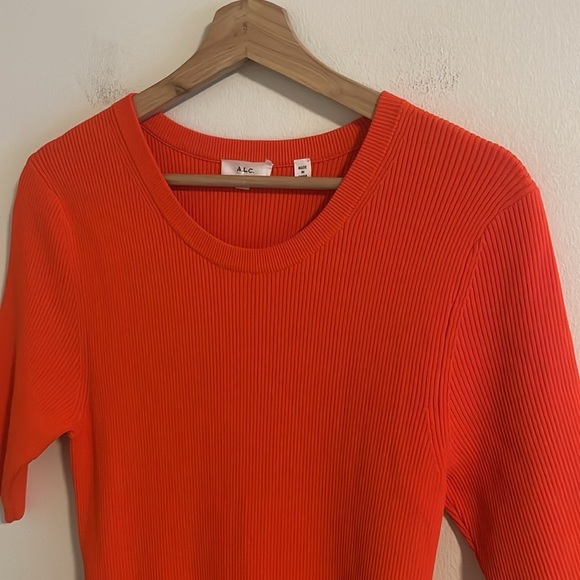 A.L.C Vance Dress Women’s Size XL Mini Ribbed Knit Tangerine Orange - Picture 7 of 11